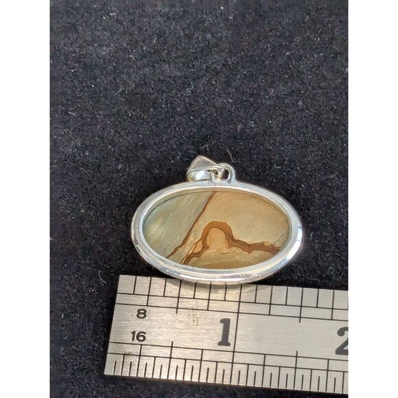 Landscape Jasper Pendant 925 Sterling Silver Oval Design - Picture 8 of 9
